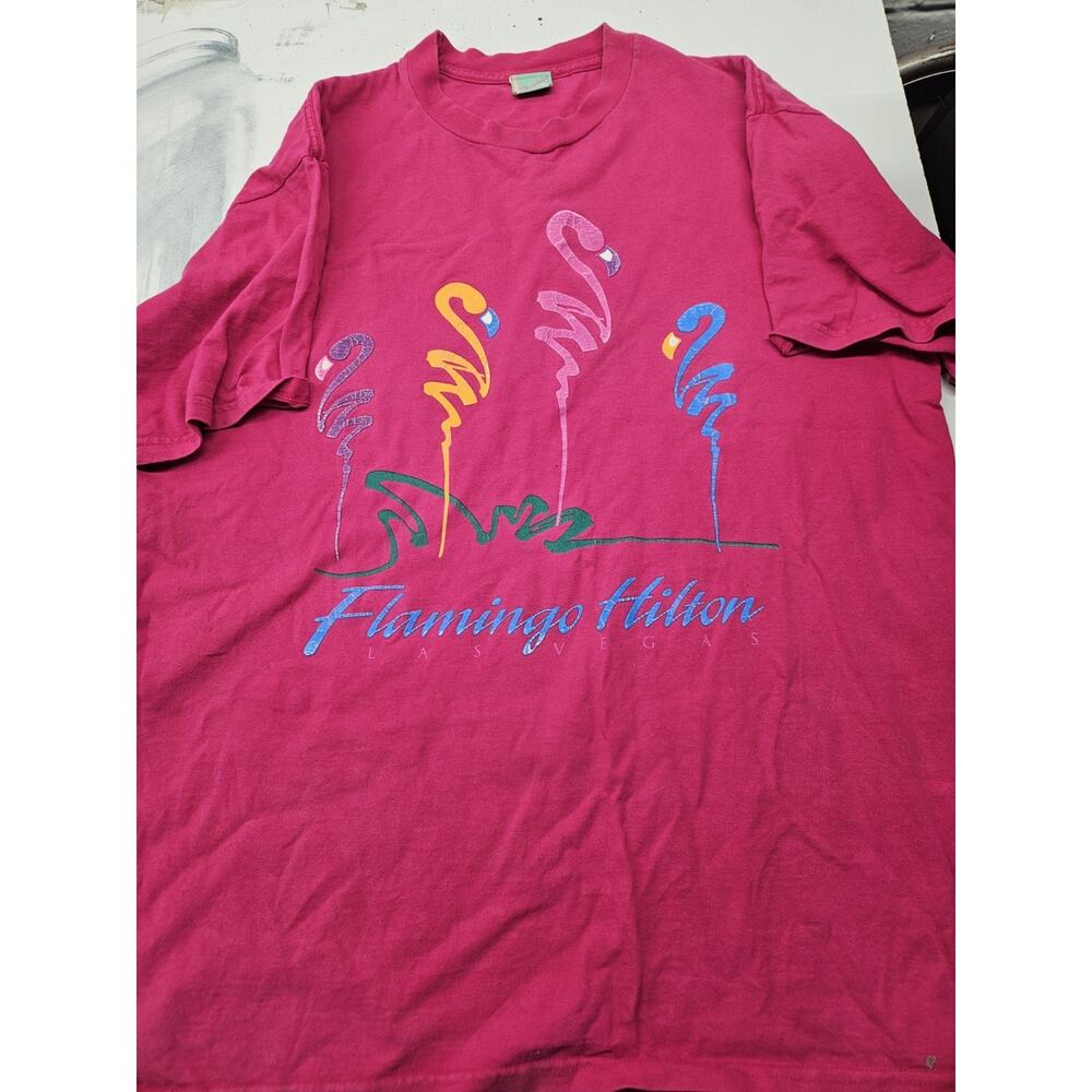 Vintage Flamingo Hilton Las Vegas Hot Pink Short Sleeve T-shirt